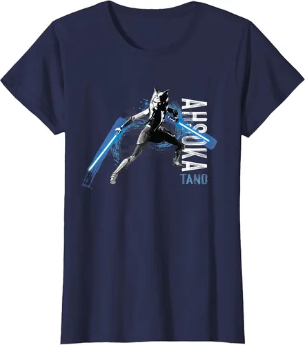 Vista 29 de Star Wars The Clone Wars Ahsoka Tano Dual Lightsabers Camiseta Asphalt Grey