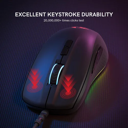 Vista 7 de Redragon Ratón para juegos con cable, ratones negros para juegos de PC con retroiluminación RGB, 7 botones macro programables, máximo 12800 DPI