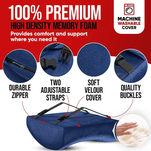 Vista 3 de FORTEM Cojín para asiento de silla (terciopelo, azul) + soporte lumbar