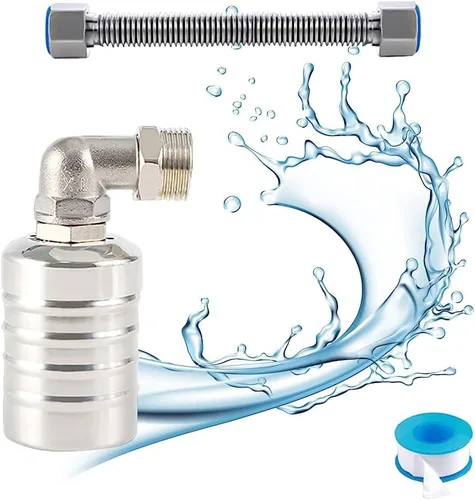 Vista 9 de Water Float Valve, Stainless Steel Fully Automatic Water Level Controller Portable Auto Shut Off Mini Float Valve for Water Tank Pool Kitchen 3/4in
