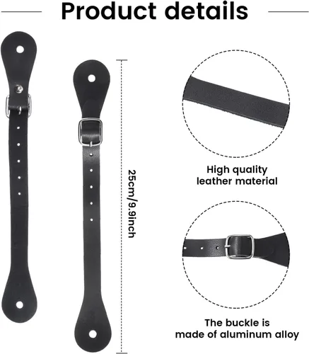 Vista 2 de 2 correas de cuero para espuelas de una sola capa, correas de cuero para hombre y mujer, correas ajustables para botas altas al muslo, 6 agujeros