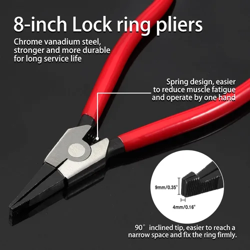 Vista 2 de Alicates de 8 Pulgadas para Anillo Circular - Alicates Especiales de Ángulo Inverso con Punta para Abrir Anillos, para Cajas de Transferencia