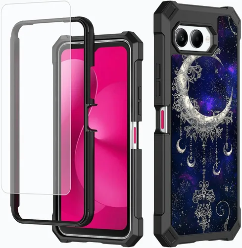 Vista 31 de Funda para T-Mobile Revvl 7 de 6.6 pulgadas con protector de pantalla, policarbonato duro de doble capa resistente y TPU suave a prueba de golpes