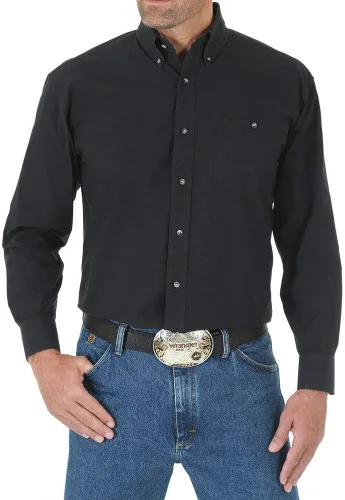 Vista 3 de Wrangler Camisa de manga larga con botones para hombre George Strait Negro