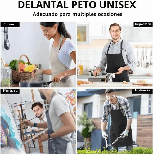 Vista 8 de Siiuuol Cute Cats - Delantal de cocina impermeable unisex con babero ajustable