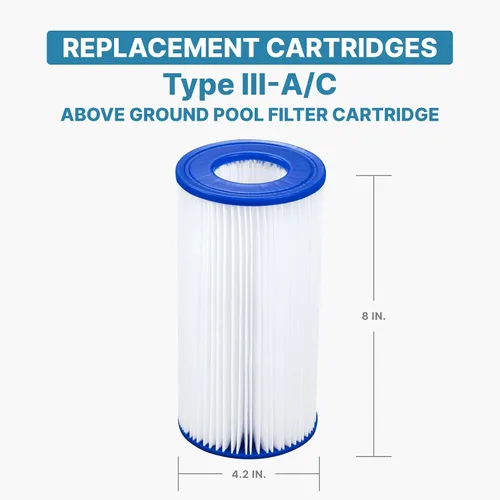 Vista 3 de Bestway - Cartucho de filtro de piscina tipo III A/C para bomba de 530 a 1500 GPH, cartucho de repuesto para filtro de papel para piscina sobre