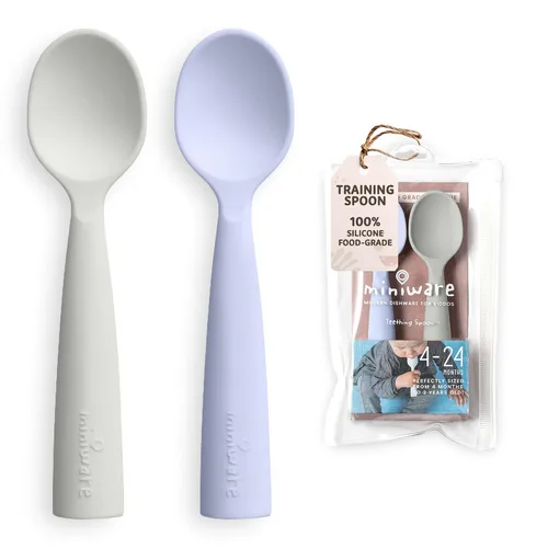 Vista 11 de Miniware Cuchara de silicona para bebé para entrenamiento, utensilios para bebés sin BPA, cucharas para bebés de 6 meses, 100% silicona de grado