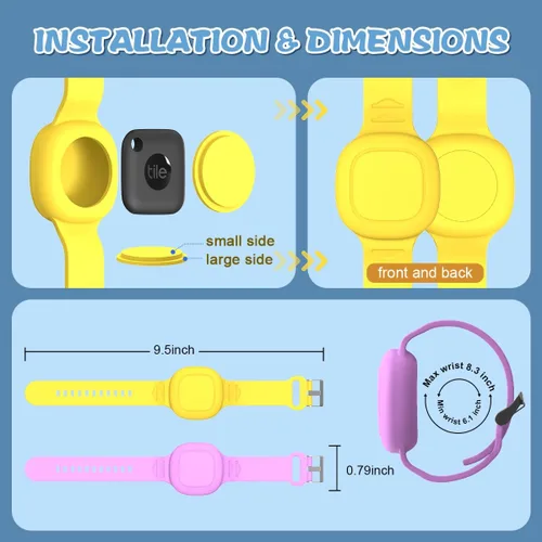 Vista 6 de [Paquete de 2] Funda de silicona para Tile Mate impermeable, pulsera para niños, compatible con Tile Mate (2022), pulsera ajustable oculta