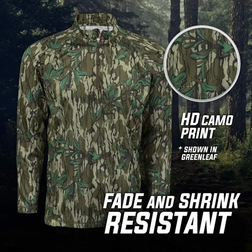 Vista 4 de Mossy Oak Camo - Camiseta de caza para hombre, ligera, con cremallera de 14