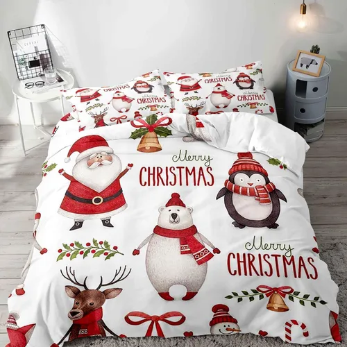 Vista 36 de LUVIVIHOME 2 piezas de funda de edredón de Navidad, juego de ropa de cama individual, ropa de cama rústica de cabaña, colcha de Navidad y Día