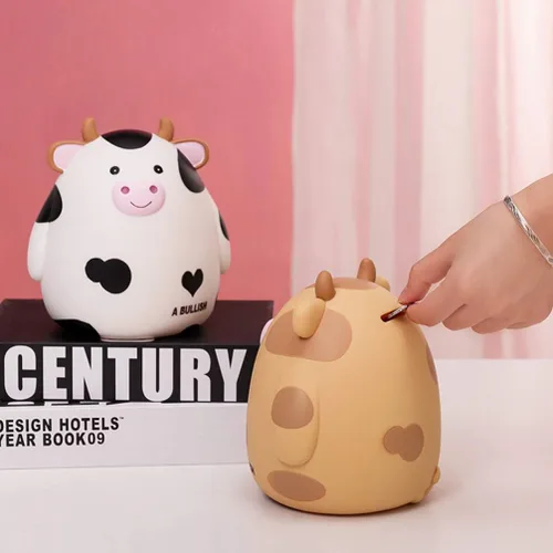 Vista 4 de Hucha de vaca con leche y vaca, caja de ahorro de dinero con animales lindos para niños y niñas, decoración del hogar