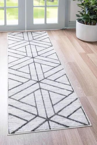 Vista 25 de Unique Loom Matrix Trellis Collection - Alfombra de área, diseño (2 pies x 6 pies 1 pulgada, color azul/marfil)