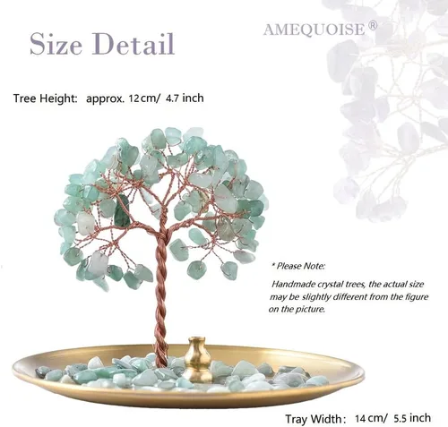 Vista 3 de Soporte para incienso para palos, quemador de incienso de piedra de cristal curativo Árbol del Dinero, recogedor de cenizas para yoga, meditación