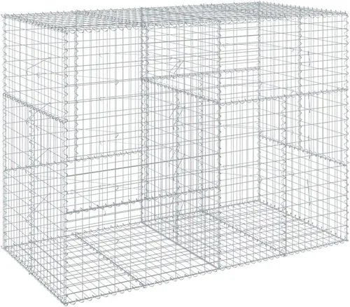 Vista 50 de vidaXL Cesta de gavión con tapa, 39.4 x 19.7 x 39.4 pulgadas, hierro galvanizado rectangular, resistente a la intemperie, montaje sin herramientas