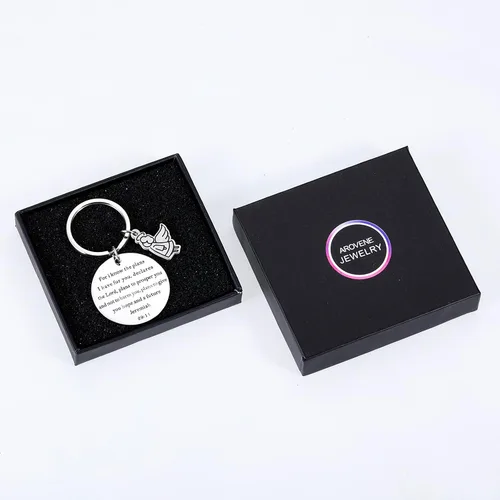 Vista 6 de Arovene Llavero inspirador religioso, regalos para mujeres y hombres, cumpleaños cristiano, graduación 2021 para hijo, hija, versículo bíblico