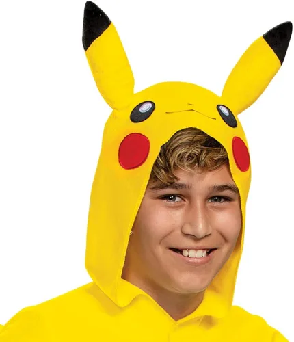Vista 3 de Disfraz de Pikachu para niños, disfraz oficial de Pokémon con capucha, Amarillo