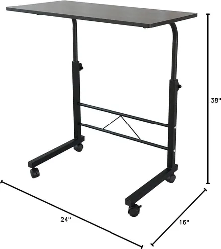 Vista 2 de Mesa auxiliar de sofá con ruedas, escritorio pequeño extraíble, mesa de café con ruedas ajustable en altura, escritorio elevador para computadora