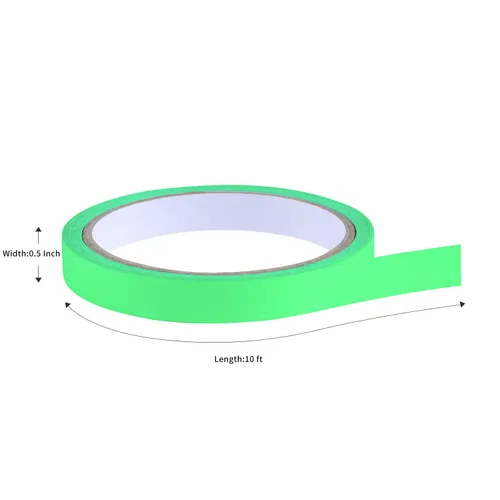 Vista 2 de Cinta que brilla en la oscuridad, 0.5 pulgadas x 10 pies, color verde, fluorescente, para Pascua, teatro, fiesta, pared, escalón, salida