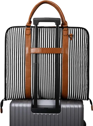 Vista 4 de Bolsa de ropa de mano para viajes de negocios, S-ZONE lona cuero para hombre