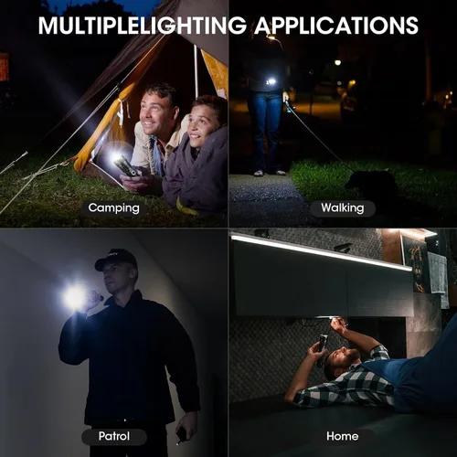 Vista 7 de Linterna recargable de 99,000 lúmenes de alta luminosidad - Pack de 2 luces LED brillantes con 5 modos, potente linterna impermeable de mano