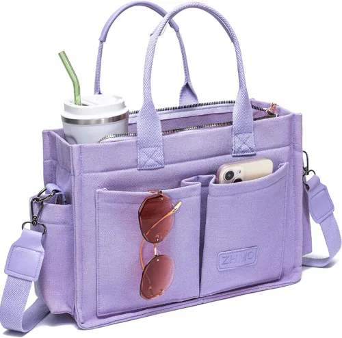 Vista 21 de Bolso de lona para mujer, bolsos cruzados para mujer, bolsos de trabajo para computadora portátil, bolso grande de mano para enfermera o profesora