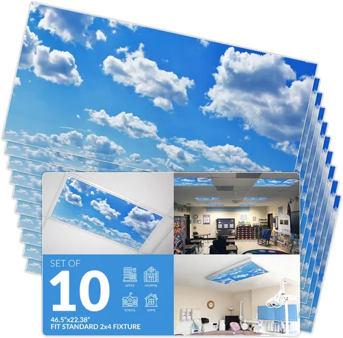 Vista 15 de Cubierta de luz fluorescente para luces de techo de aula, nubes rosadas, inserto de película retroiluminada de alta calidad 2 x 4