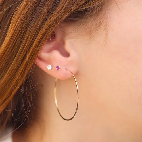 Vista 109 de Aretes de aro finos martillados, elegantes plata esterlina geométrica sólida, relleno de oro y relleno de oro rosa; para mujer por Lotus Stone