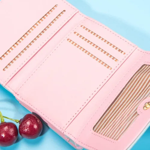 Vista 7 de SUMGOGO Cartera pequeña para mujer, lindo gato, colgante, tarjetero organizador para niñas, bolsillo frontal, monedero de cuero, A-Negro, Minimalista