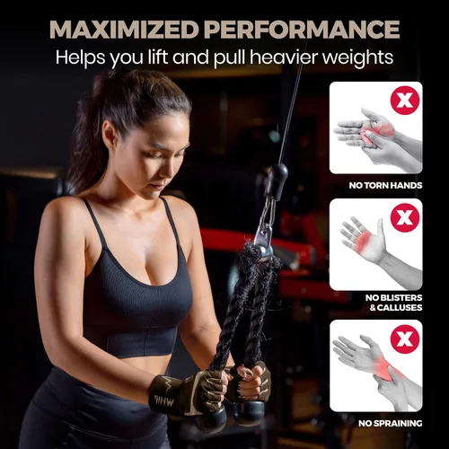 Vista 4 de MhIL Guantes de entrenamiento para mujer – Guantes de gimnasio transpirables para mujer con protección de palma y agarre mejorado – Guantes