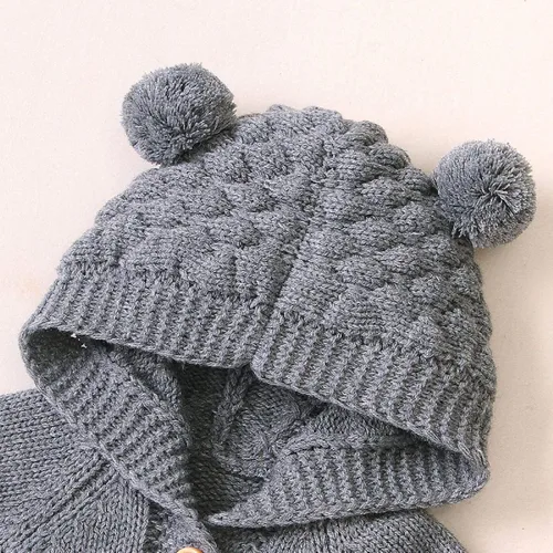 Vista 5 de Camidy Enterizo de punto para bebé niño y niña, sudadera con capucha para bebé, overol de una sola pieza, ropa exterior