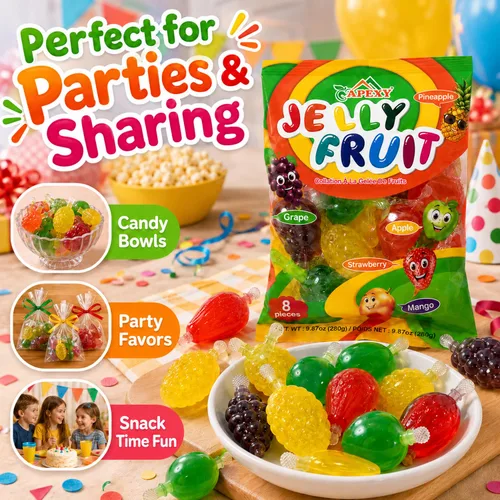 Vista 4 de Apexy Jelly Fruit – Jugoso caramelo de gelatina exprimible – Surtido de sabores afrutados, textura divertida y explosiva, bocadillos de gelatina