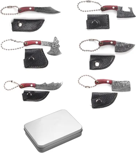 Vista 7 de Juego de cuchillos mini, juego de cuchillos pequeños con funda, mini cuchillos de bolsillo para coleccionistas de cuchillos, regalos y abridor