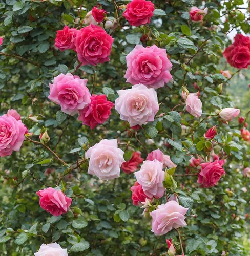 Vista 5 de Más de 100 semillas de rosas de colores mixtos para plantar en jardín, 16 variedades de arbustos perennes de arbustos tradicionales de polinización