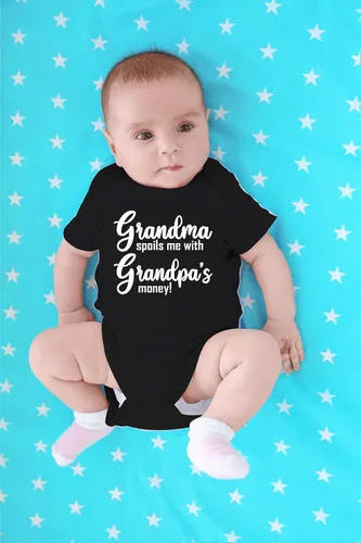 Vista 4 de CBTwear Grandma Spoils Me With Grandpa's Money Baby Body Lindo Recién Nacido Ropa Unisex Humor Mameluco