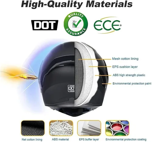 Vista 2 de Cascos modulares de motocicleta con Bluetooth, aprobados por DOT, casco de motocicleta de cara completa abatible con doble visera, con altavoces