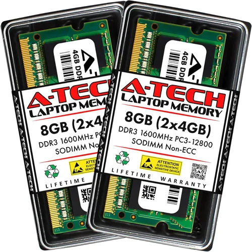 Vista 20 de A-Tech - Módulo de memoria RAM SODIMM para portátil de 1 GB DDR3 1066 MHz PC3-8500 CL7, 1,5 V, 204 pines, sin ECC, SO-DIMM para portátiles