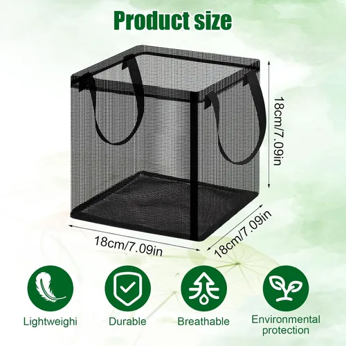 Vista 3 de Bolsas de plantación acuática con asas, maceta de estanque acuático de 7.8 pulgadas para estanque, bolsas de cultivo cuadradas, bolsas de tela
