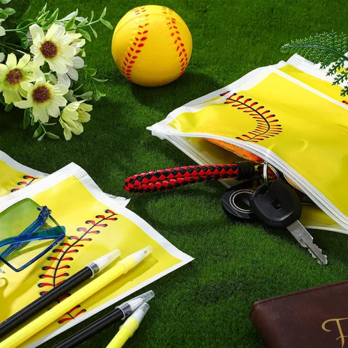 Vista 5 de Sweetude 50 bolsas de maquillaje de sóftbol a granel EVA impermeable bolsas de cosméticos deportivos regalos de sóftbol regalos de fiesta de sóftbol