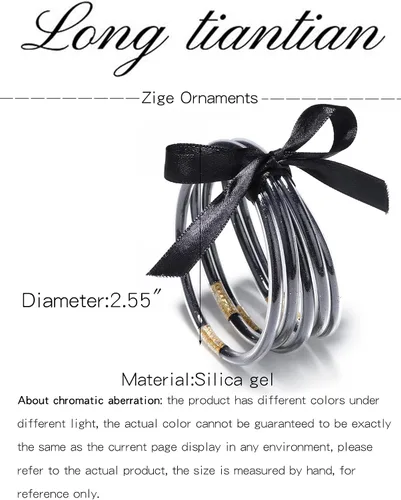 Vista 6 de Long tiantian Pulseras de gelatina con purpurina para adolescentes, pulseras de gelatina rellenas con purpurina, pulseras impermeables con lazo