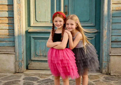 Vista 3 de DXTON Vestidos de verano sin mangas para niñas, con correa de tutú, tejido con 8 capas, mezcla de algodón esponjoso para fiestas de cumpleaños, de 3