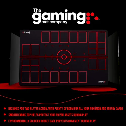 Vista 3 de GMC Deluxe - Alfombrilla de juego compatible con 2 jugadores, color negro y rojo