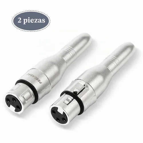 Vista 7 de XLR - Adaptador de audio hembra de 3 pines a 1/4 de pulgada y 0.25 in / 6.35mm, color plateado, 2