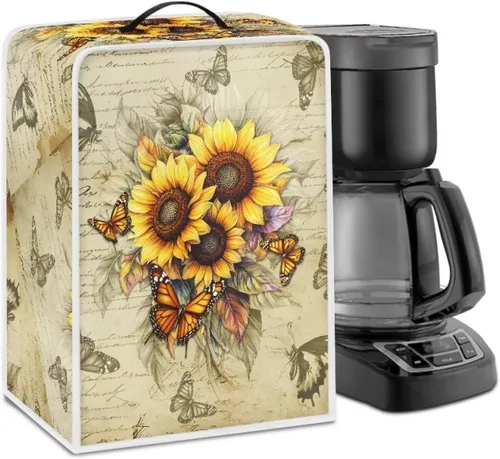 Vista 47 de Mumeson Funda para cafetera de girasol, extra grande, ligera, con asa, cubierta para máquina de café, tostadora, cubierta a prueba de polvo