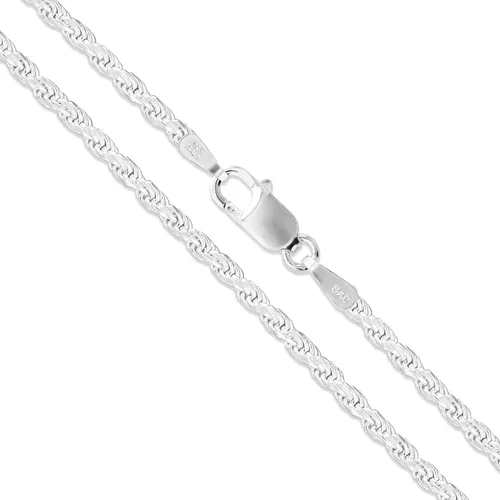 Vista 6 de Cadena de Plata de Ley 925 con Corte de Diamante de Cuerda 1.1mm 1.5mm 1.7mm 2mm 2.5mm Sólido, Nueva Collar de Italia