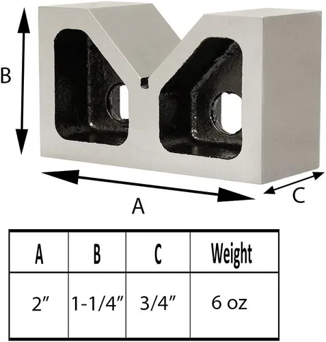 Vista 2 de DBM IMPORTACIONES 2 ''L x 3/4''W Par 2'' x 3/4'' x 1-1/4'' de hierro fundido V-Bloques V bloque tierra conjunto