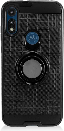 Vista 5 de Para Motorola Moto E (2020) XT2052 - Funda para teléfono con soporte de anillo - RS2 Negro