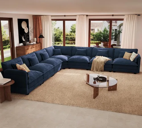 Vista 16 de Sofá modular de gran tamaño de 113 pulgadas, cómodo sofá en forma de L con funda extraíble, asiento ancho y profundo moderno para sala de estar
