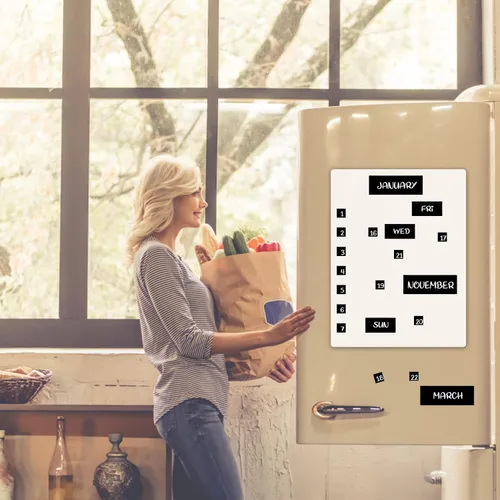 Vista 5 de Calendario magnético para refrigerador con 50 días de la semana y meses, indicadores magnéticos para oficina y pizarra blanca