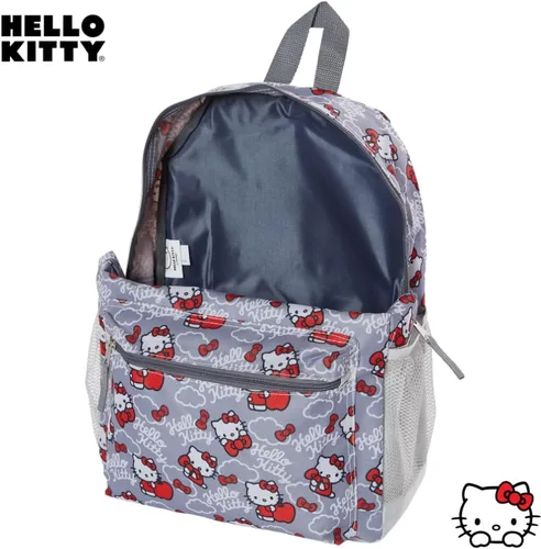 Vista 8 de Fast Forward Mochila Hello Kitty para niñas, 16 pulgadas, rojo y gris