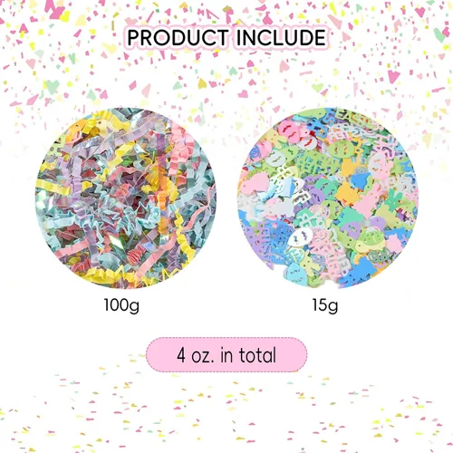 Vista 3 de CIPOWM Pasto de Pascua de Rafia Papel Triturado de Corte Rizado, Relleno de Papel Triturado de Rafia Multicolor Iridescente con Hierba Triturada